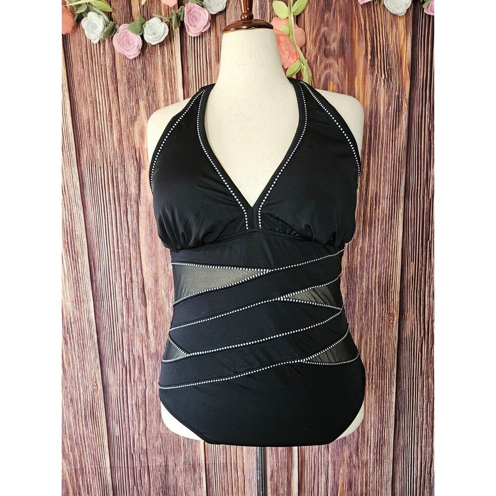 New Venus Mesh Illusion Halter Swim Suit Plus Size 22W